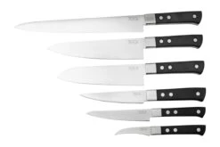 Maserin TEGI 2500TG02-N Set De 6 Couteaux De Cuisine Avec Sac Enroulable, Noir