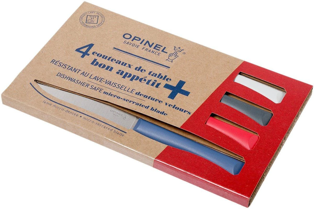 Opinel Bon Appetit+ Set De 4 Couteaux De Table, Primo, Lame Micro-dentée – Image 2