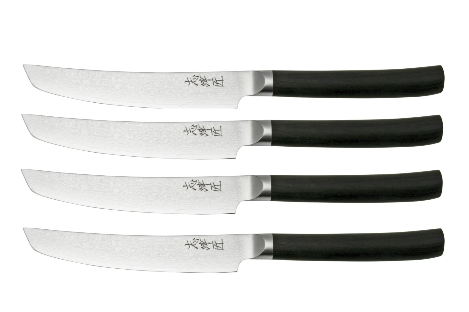Shizu Hamono Takumi SS-1170-4, Set De Couteaux à Steak En Acier De Damas 4 Pièces, 12.5 Cm