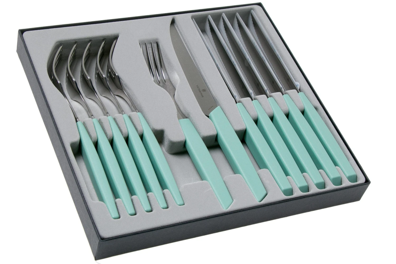 Victorinox Swiss Modern 6.9096.12W41.12, Ménagère 12 Pièces Avec Couteau à Steak, Vert – Image 2